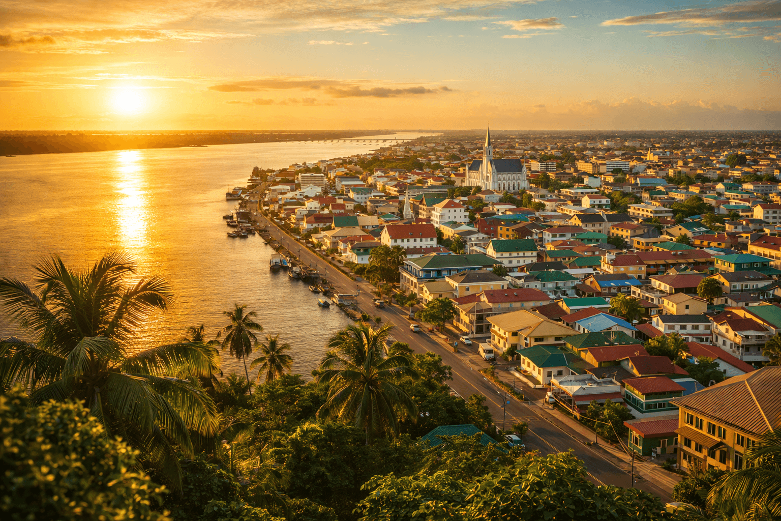 Georgetown Guyana at golden hour